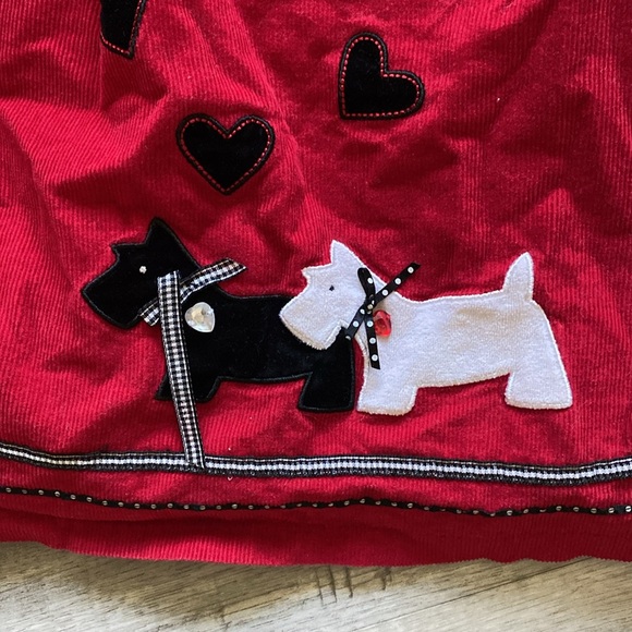 Vintage Girls Red and Black Scottish terrier pinafore dress size 6 - Picture 2 of 6